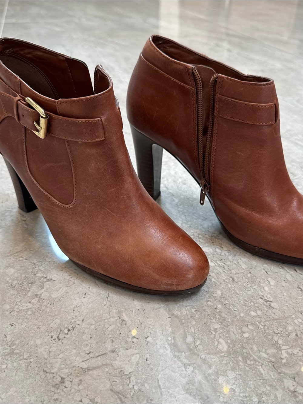 Lauren Ralph Lauren Brown Leather Ankle Booties